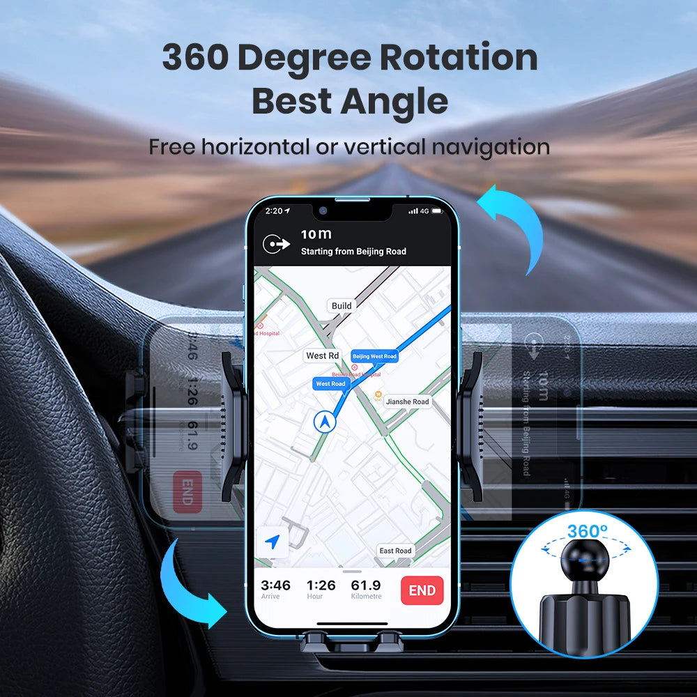 حامل جوال للسيارة بدوران 360° وتثبيت محكم